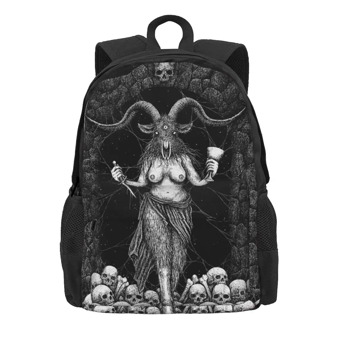 

Baphomet Goat Satan Devil Goth Backpack Daypack Large Capacity Boys Girls BookBag School Bag Shoulder Bags for Men Women