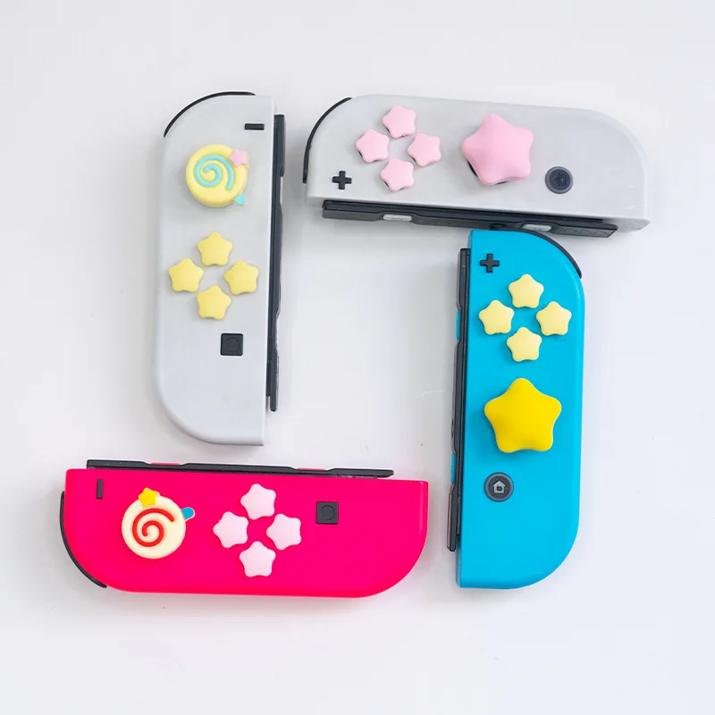 For Switch Silicone D-pad Star Kabi Theme Rocker Hat Button Stick For Nintendo Switch Oled Without Adhesive Tape Case Skin Case