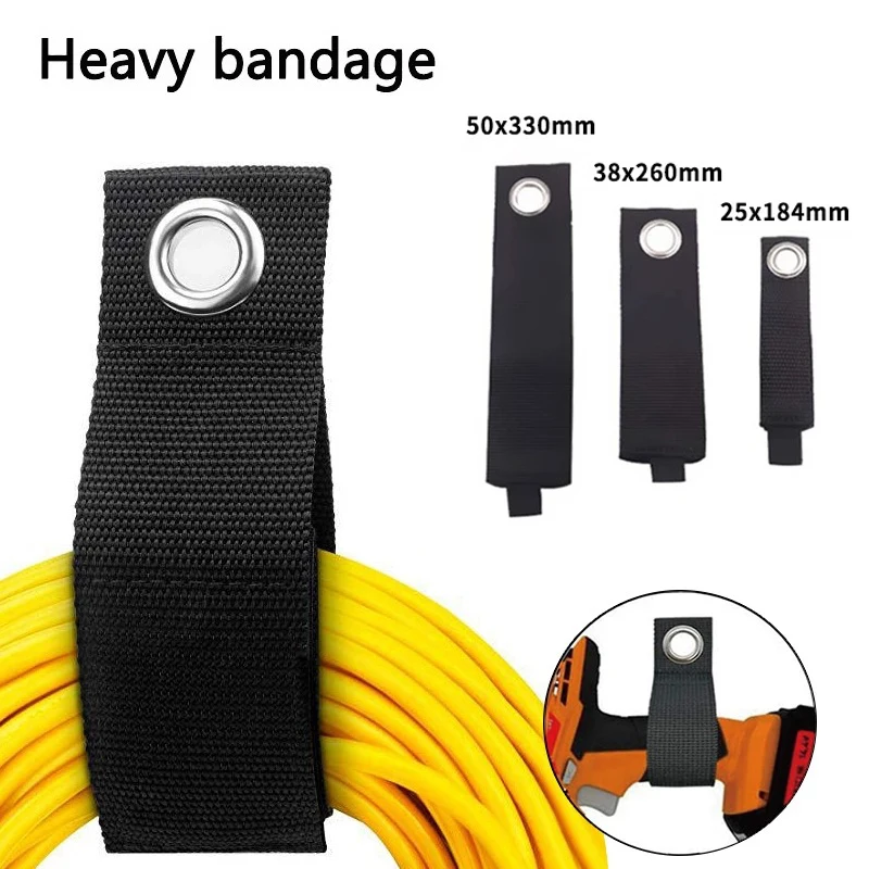 

3PCS Nylon Heavy Storage Strap Hook Loop Fastener Cable Ties Home Garage Storage Loop Webbing Black