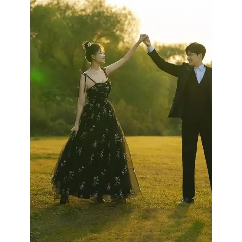 Strapless Camisole Light Wedding Dress Floral Lace Simple Temperament Fluffy Skirt Engagement Banquet Evening Gown Customized