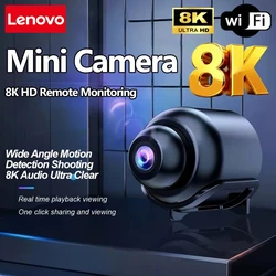 Lenovo Mini 8K HD Camera WiFi Wireless Night Vision Motion Detection Video Camera Home Security Camcorder Audio Video Recorder