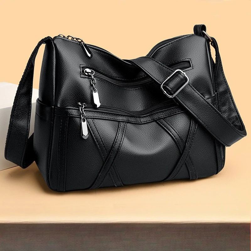 

Текстурированная женская сумка из натуральной кожи - модная многослойная универсальная сумка через плечо из мягкой кожи 2025 года большой вместимости