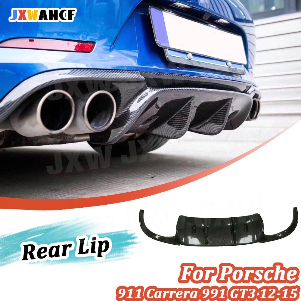 

JXWANCF Carbon Fiber Rear Bumper Lip Diffuser Spoiler fit for Porsche 911 Carrera 991 GT3 2012- 2015 Rear Bumper Guard Protctor