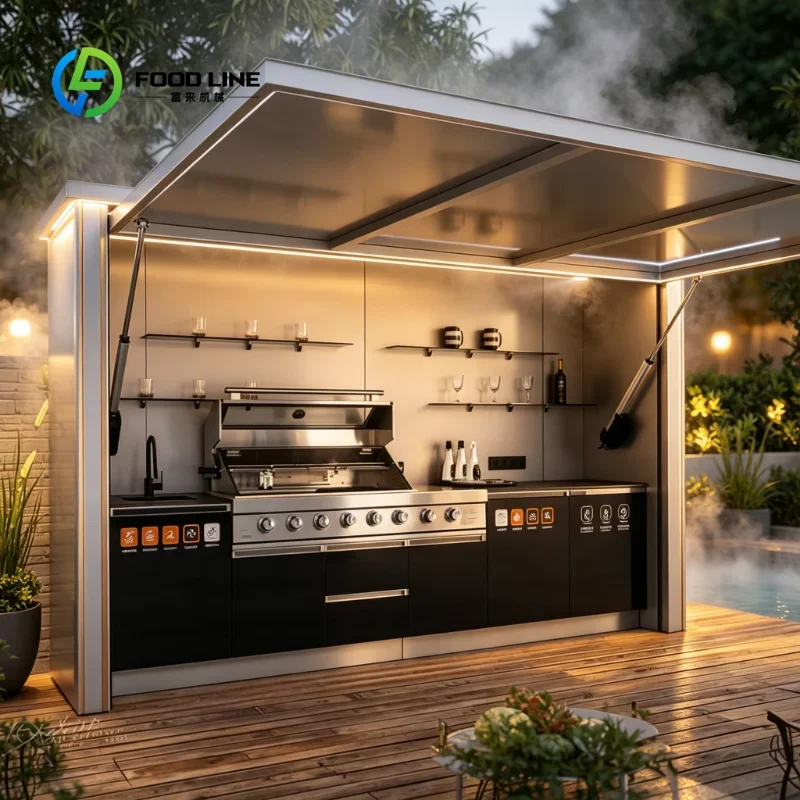 Modern Custom Aluminum Outdoor Kitchen Cabinets Durable Rust Proof for Villa Patio Outdoor Cooking Area