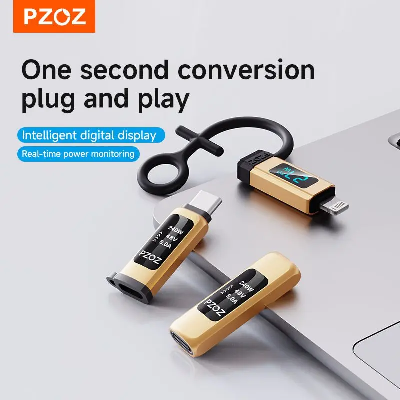 

PZOZ 240W PD 40Gbps Type C Female to Type C Female To Lightning Adapter For Super Fast Charger Data Transfer 8K 4K Video Type C