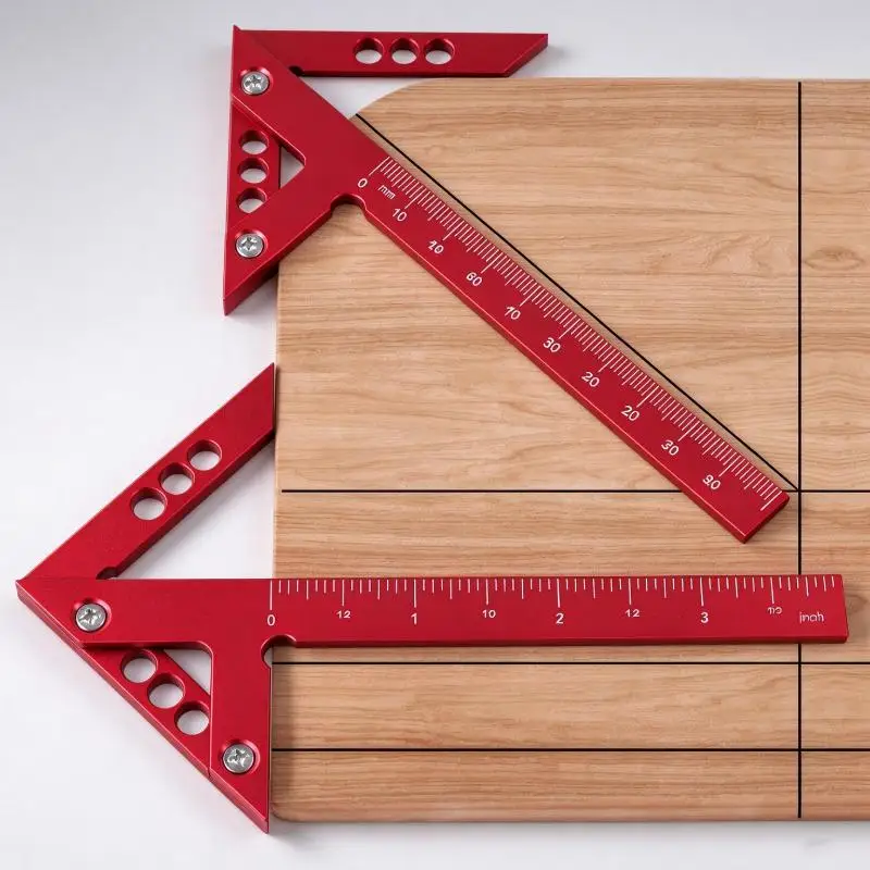 1Pcs 45°/90° Angle Ruler Aluminum Alloy Center Finder Line Gauge & Angle Marking Ruler For Carpenter Marking Measurement Tool