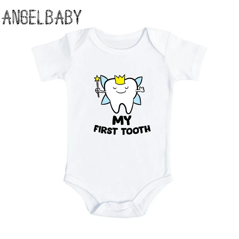 Infant Bodysuits I Got My First Tooth Print Cotton Cute Baby Romper Summer Jumpsuit Outfits Onesie Funny Boys Girls Gift Clothes