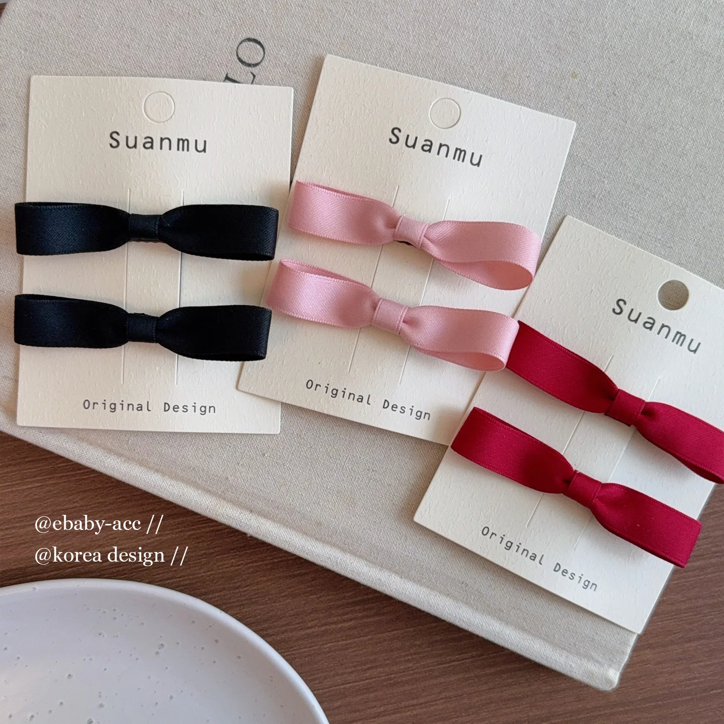 Hair Clips Satin Bow Black Wine Red Duckbill Side Barrettes Sweet Non Slip Gentle Grip for Girls Ponytail Daily Party Travel