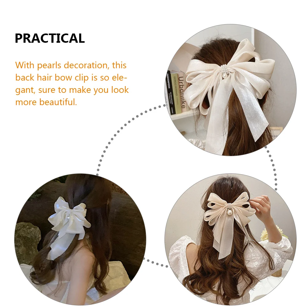 

2 Pcs Hair Clip Accessories Women Back Barrettes Girls Rhinestone Bows Large Clips for