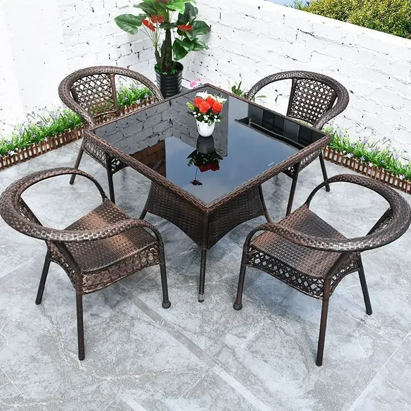 Outdoor balcony leisure table and chair courtyard rattan chair three-piece outdoor terrace rattan chair small coffee table