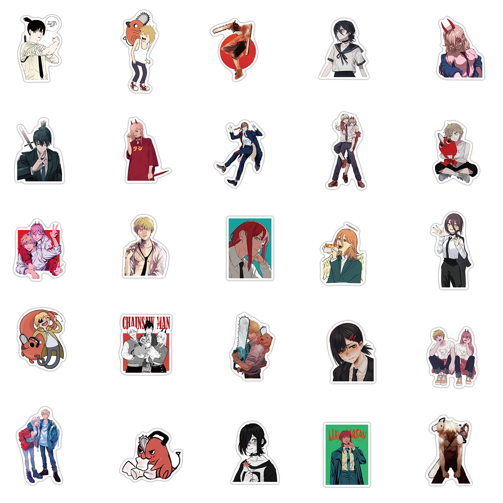 50Pcs Chainsaw Man Anime Stickers Graffiti Decals Waterproof DIY Laptop Suitcase Phone Skateboard Sticker Wholesale