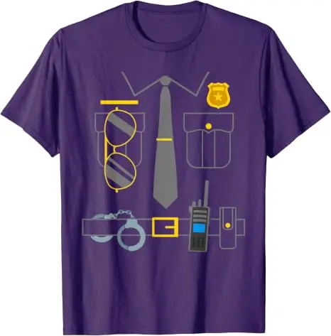 Polizisten-Kostüm Lustiges Polizisten-T-Shirt Y2k Persönlichkeit Einzigartige Geschenke Neuartige Fantastische Polizeikleidung mit Grafik – Detail 17