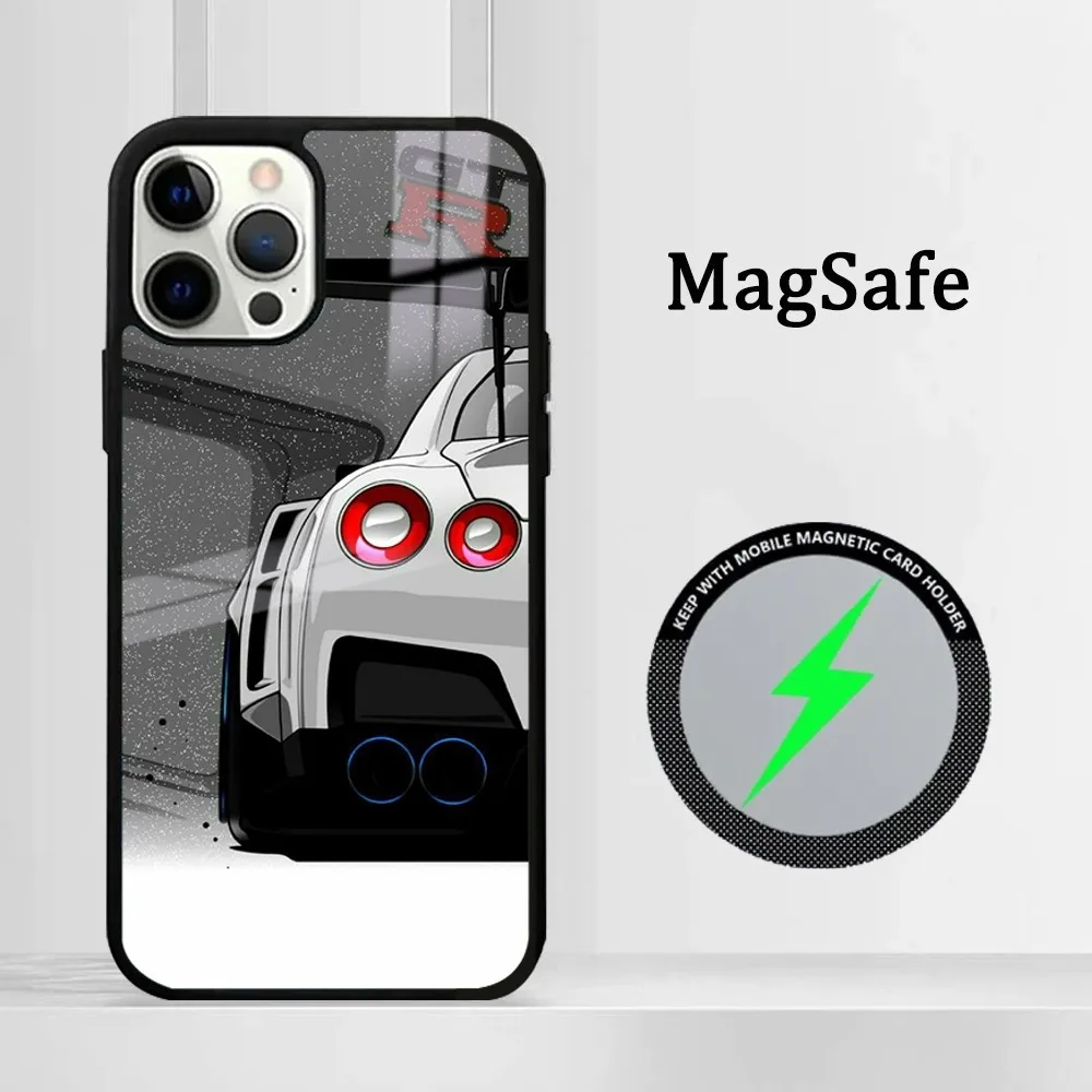 Coque de téléphone avec voitures de sport, coque magnétique miroir, Japon, JDM, iPhone 16 15 14 13 12 11 Pro Max Plus Mini