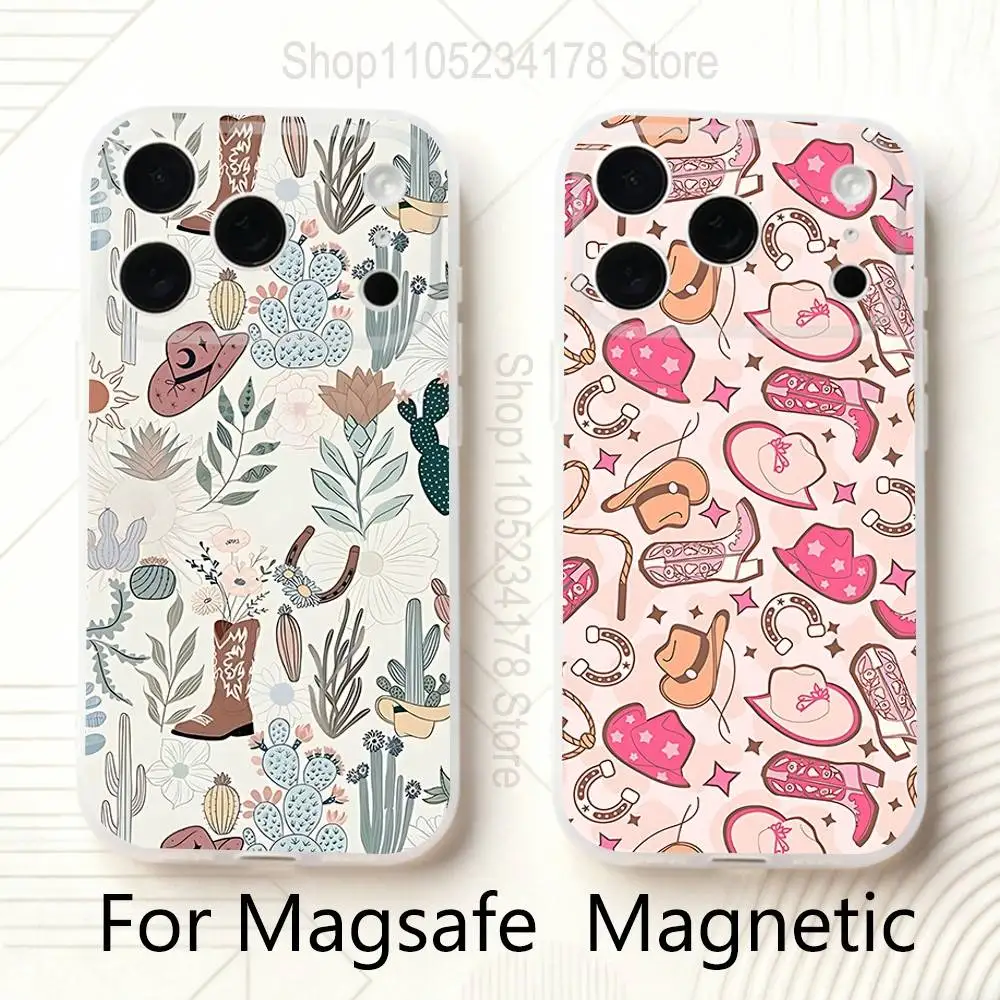 

Western Country Cowgirls Phone Case For iPhone 14,16,12,17,13,15,11 Max,Pro,Mini,Plus,Air,E Magnetic Frosted Transparent