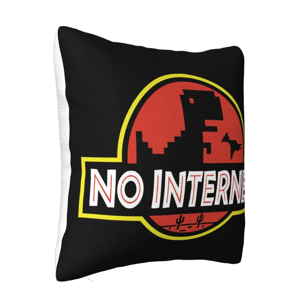 Cartoon Dinosaur Printed No Internet Men Dino Funny Harajuku Tops Jurassic Offline Park Men's Pillow Case