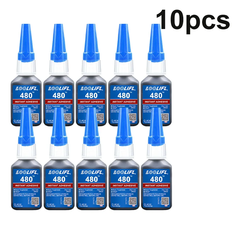 0,7oz-20gramm 480 Schwarzer, ultraschnell trocknender Cyanacrylat-Klebstoff für Kunststoff, Holz, Metall, Reifen, Gummischuhe und Reifenreparaturen, inklusive 1-25 Packungen Klebstofftuben