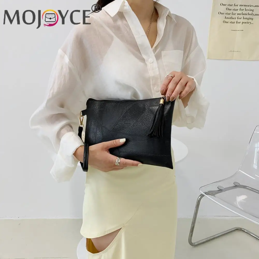 Women Vintage Leather Tassel Envelope Bag Female Casual Solid Color Purse Pouch ristlet Bags for Outdoor Shopping