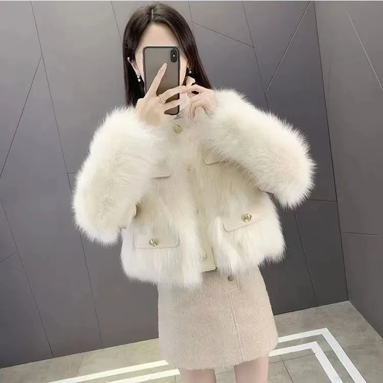 

Elegant Fur Jacket Women's Fashion Luxury Simulation Environmentally Friendly Winter New Style Versatile Fluffy Top