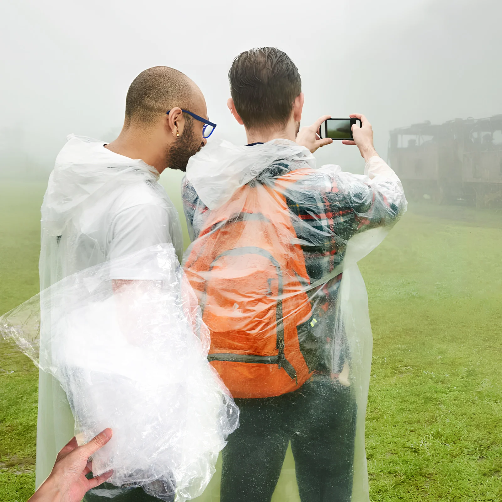 

3Sets Rain Poncho Full Coverage Transparent Hooded Disposable Raincoat Pants Lightweight Travel Rainwear for Men Women