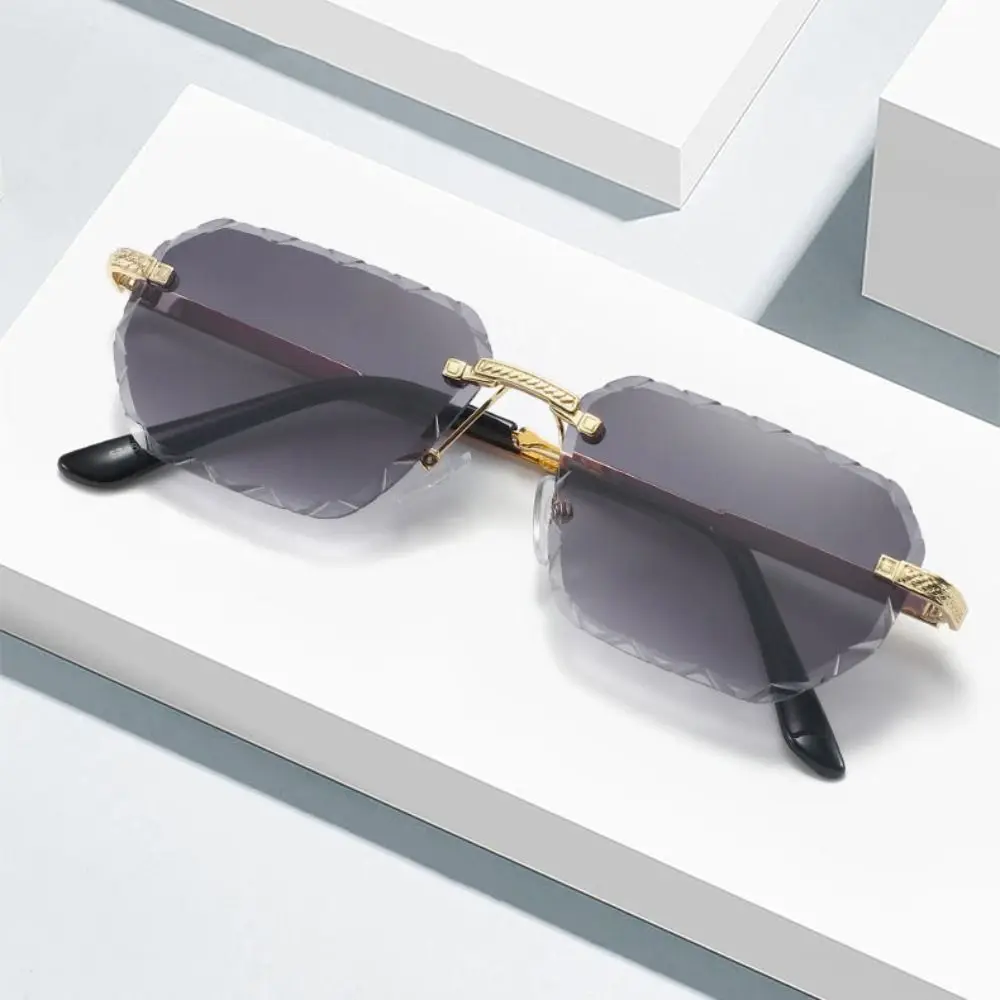 

Cool UV 400 Rimless Sunglasses Square Frameless Men Sunglasses Metal Korean Style Driving Eyewear Holiday