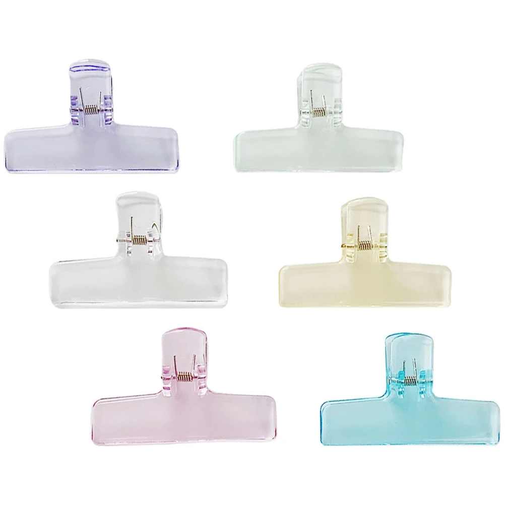 6 Pcs Colored Acrylic Clips Stationery Binder Paper Large File Organizer Decorative Plastic Clamps for Paper Files Documents