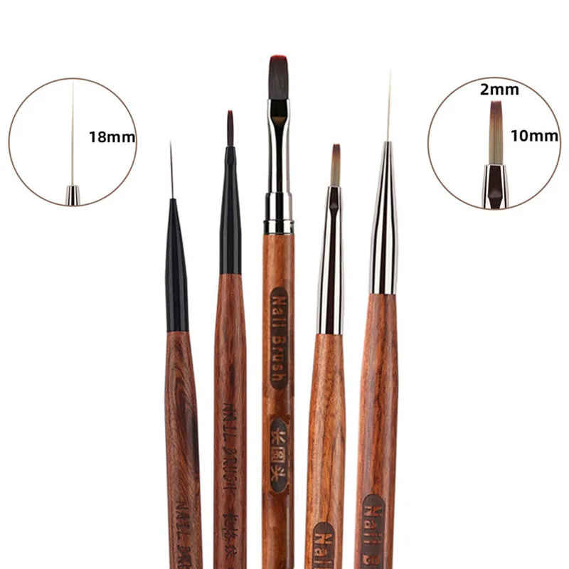 

1/3PCS Sandalwood Handle Brush Art Liner For Manicure Painting Extension Acrylic Builder Accessory Brush Uv Gel Extension