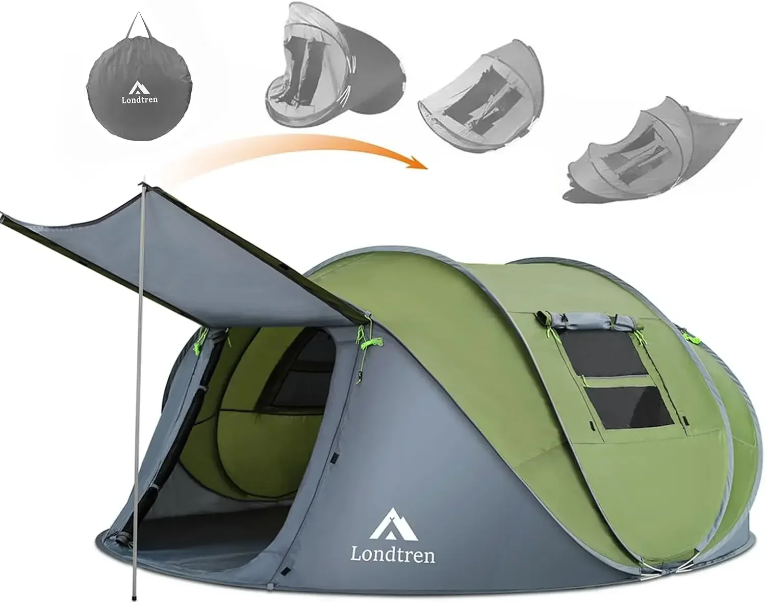 4 Person Easy Pop Up Tent Waterproof Automatic Setup 2 Doors-Instant Family Tents for Camping Hiking & Traveling