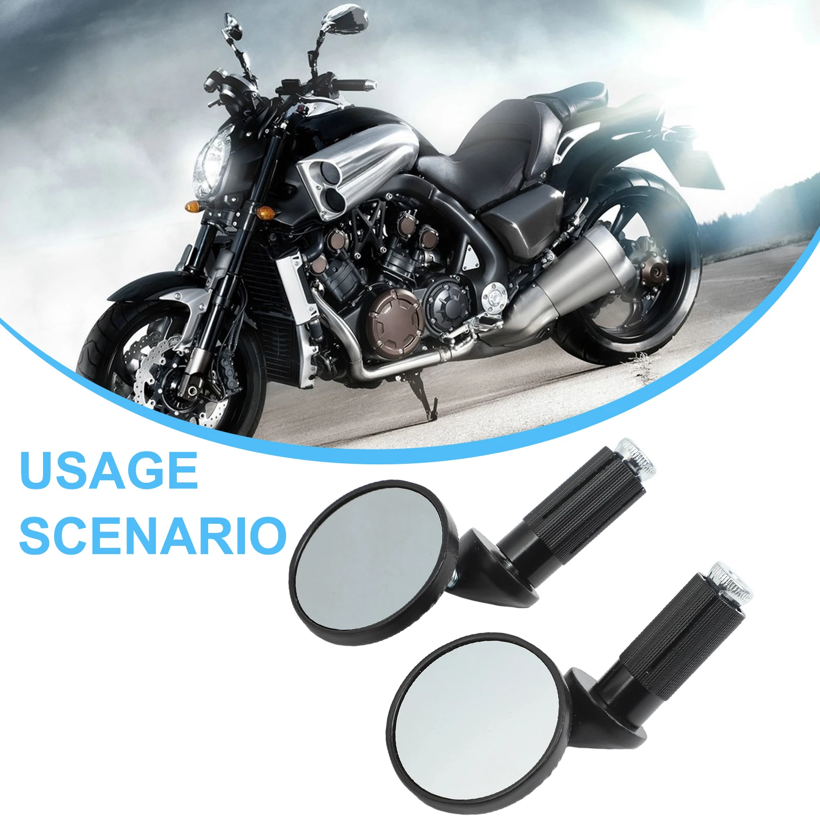 Motorcycle Handlebar Rearview Mirror Handlebar Extended Rear View Mirror Small Mirror Blind Spot Wide View Safety Turning Mirror