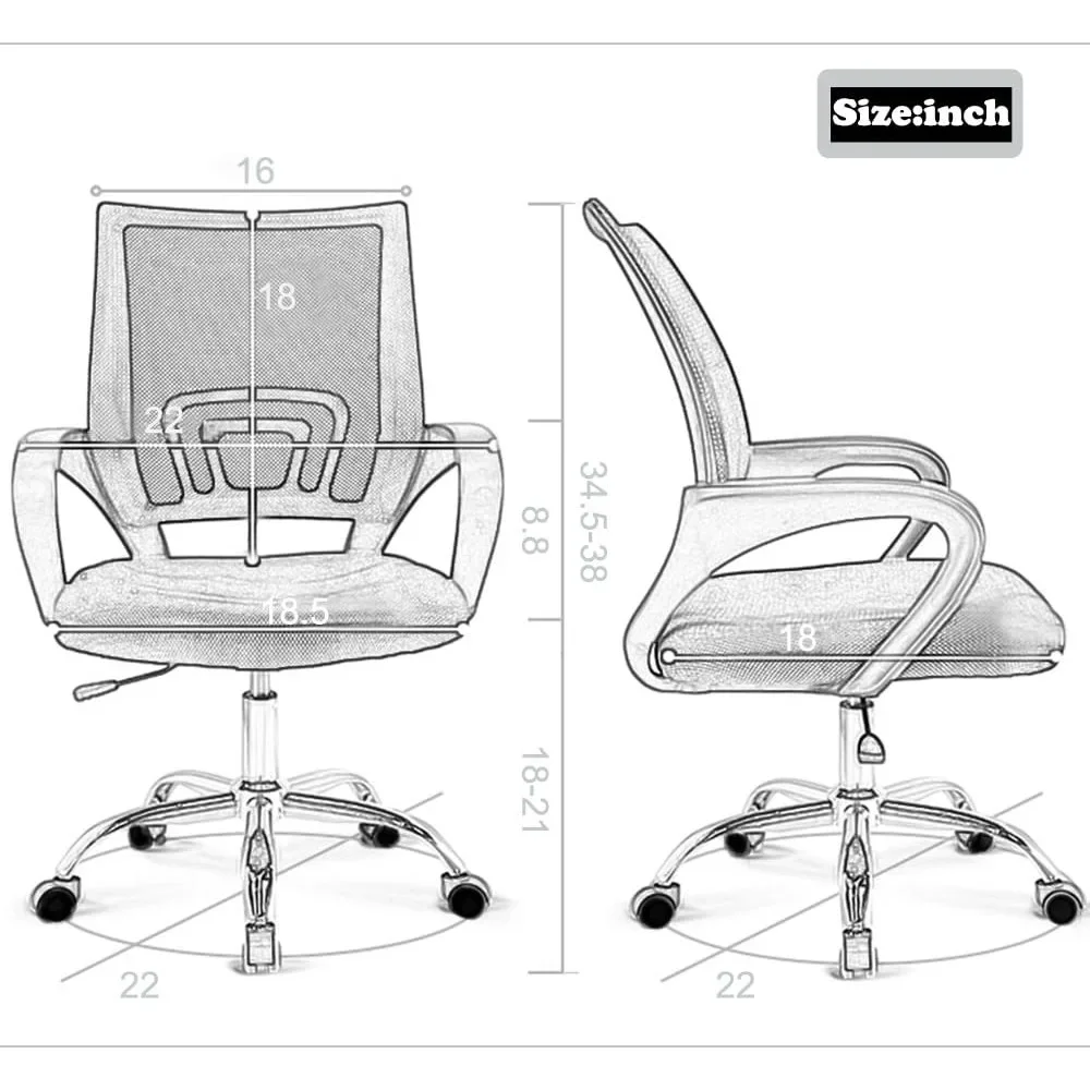 Office Chair Ergonomic Cheap Desk Chair Mesh Computer Chair Lumbar Support Modern Executive Adjustable Stool Rolling