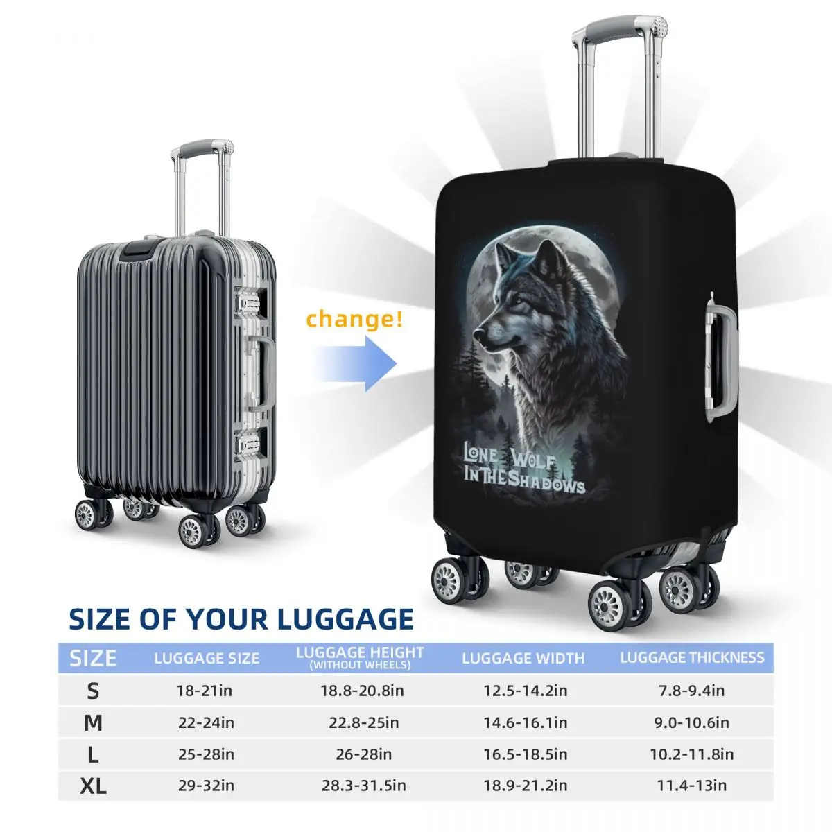 Custom Animal Wolf Luggage Cover Fashion Suitcase Protector Covers Suit For 18-32 inch