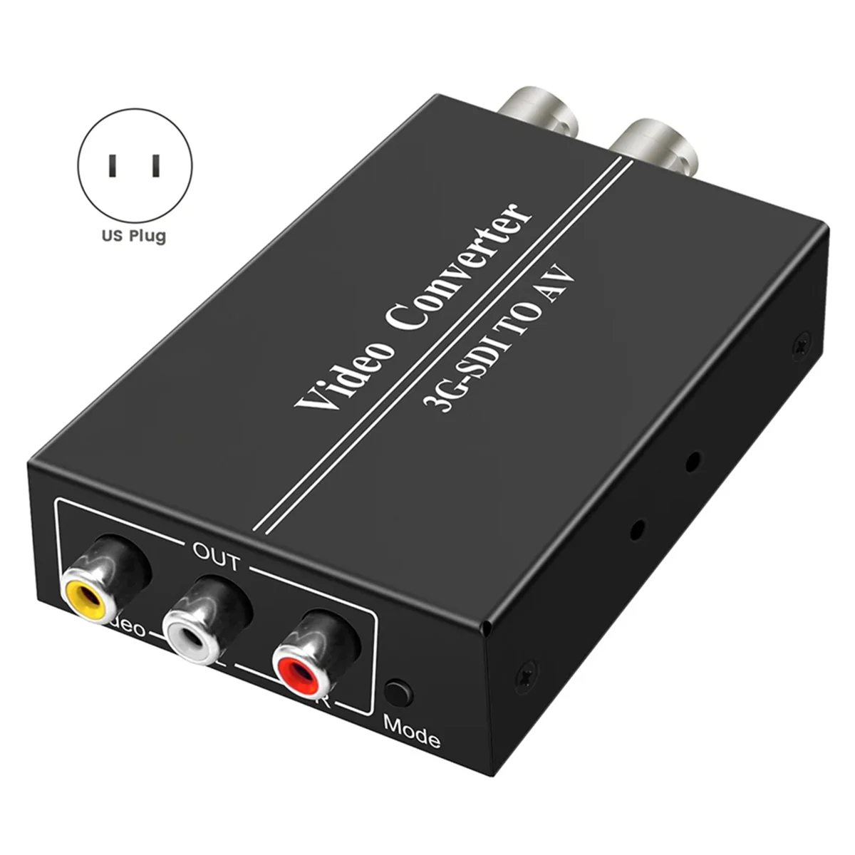 SDI para RCA AV CVBS Composite Audio Video Adapter, conversor com loopout de sinal HD-SDI/3G-SDI para câmera HDTV, US-Plug