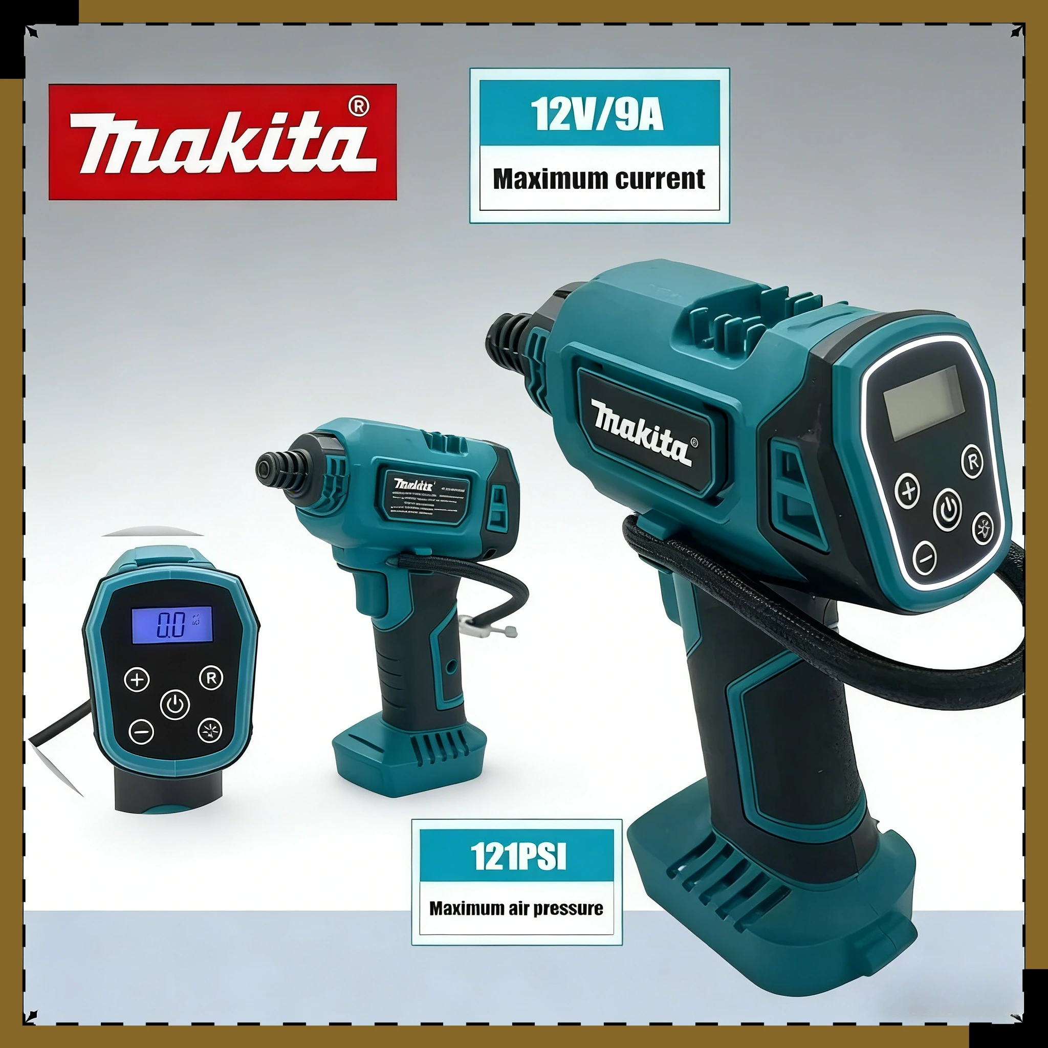 

Makita 18V Cordless Inflator Electric Air Pump Car mounted air compressor Automatic Handheld Air Compressor Power Tool