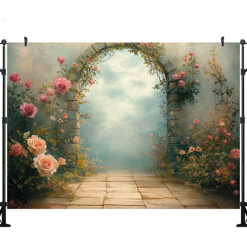 LS Photography Background Dream Floral Arch Wall Room Adult Birthday Wedding Maternity Portrait Decor Backdrop Photo Studio