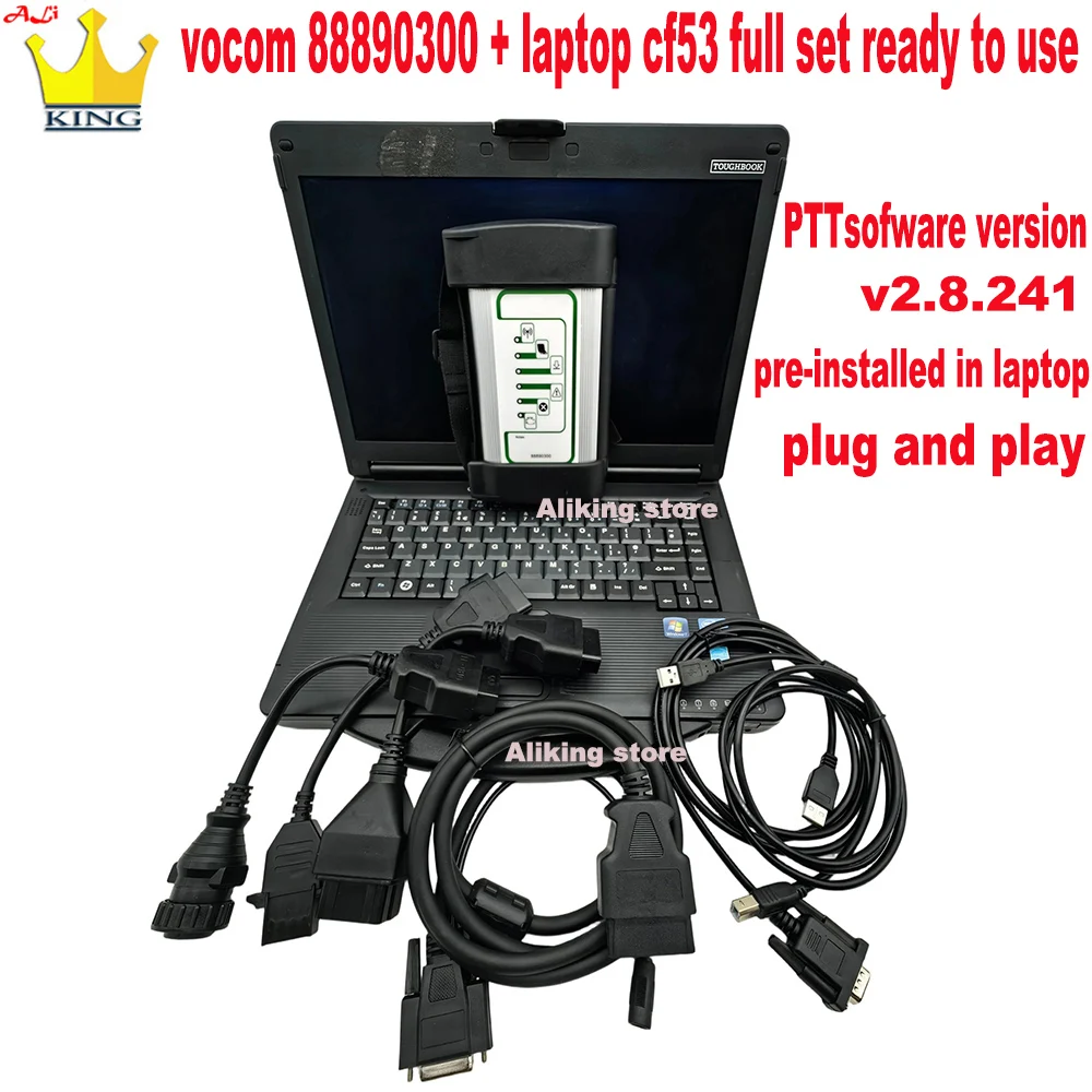 

Диагностический инструмент PTTV2.8 Vocom 88890300 с ноутбуком CF53 и OBD2 сканером для тяжелых грузовиков Renault/Volvo/UD/Mack.