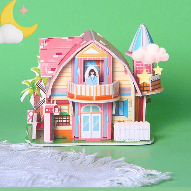 House Three-dimensional Puzzle Paper Children\'s Handmade DIY Model Puzzle Early Education Boys and Girls Toys Educational Toys