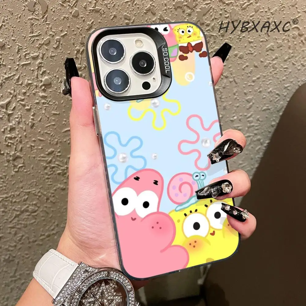

Cartoon S-SpongeBobs Phone Case FOR IPhone 17 16 15 Pro MAX 14 13 12 16e 15Pro Plus Shell 17Air Silver Shell IMD Covers