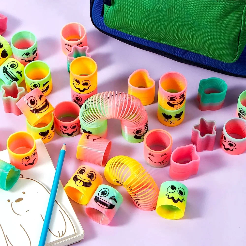 10/30PCS Rainbow Magic Spring Round Toys Gradient Fingertip Coil Fun Children's Toys Party Gifts