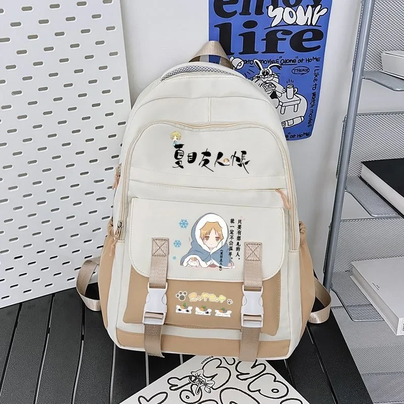 Breathable mesh, Black White Pink Blue, Natsume's Book of Friends, Natsume yujincho, School Bags, Anime Backpacks Girls Boys