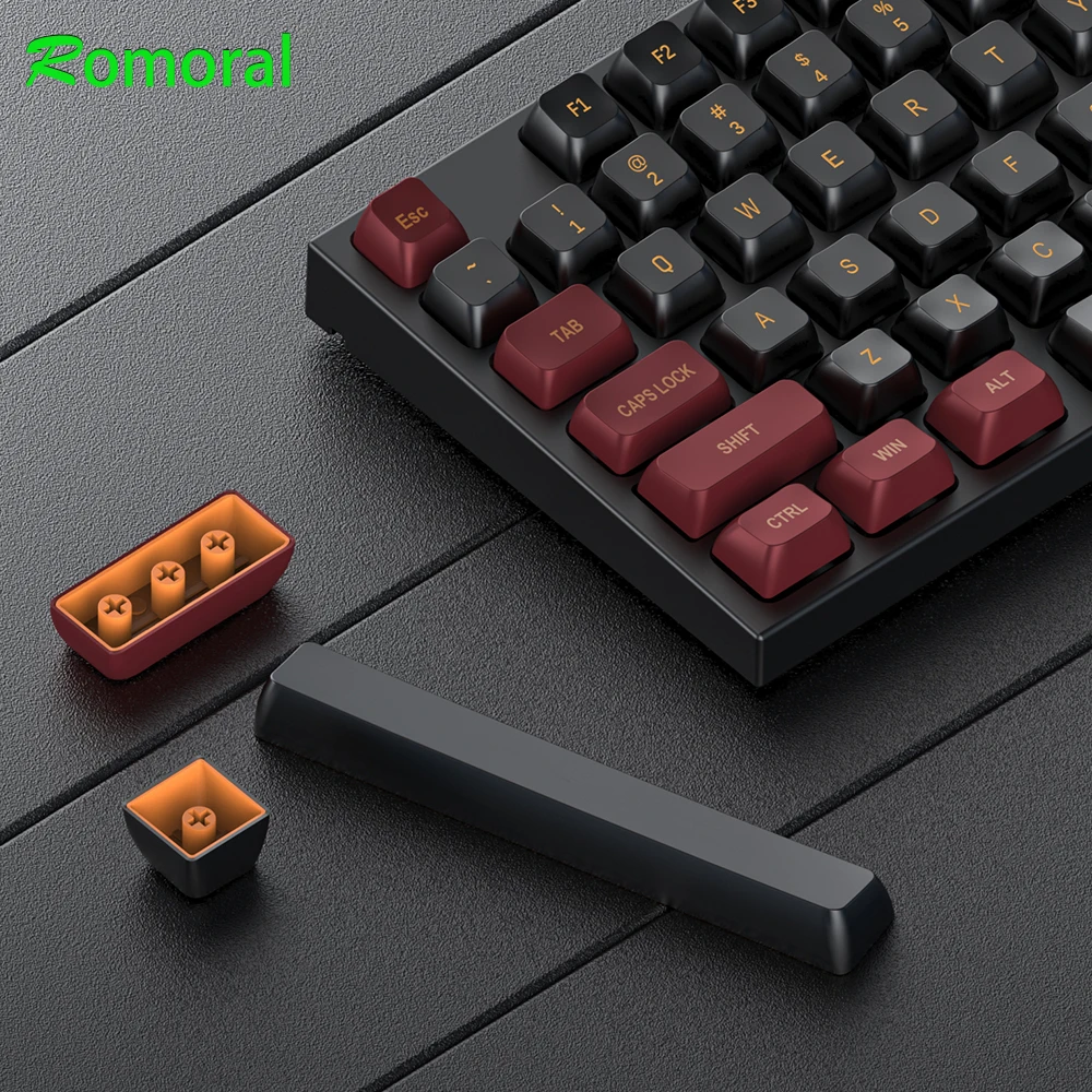 Black and Red PBT Keycaps,CSA Profile,150 Keycap Set Double Shot Keycaps,for Cherry Gateron MX Switches Mechanical Keyboard