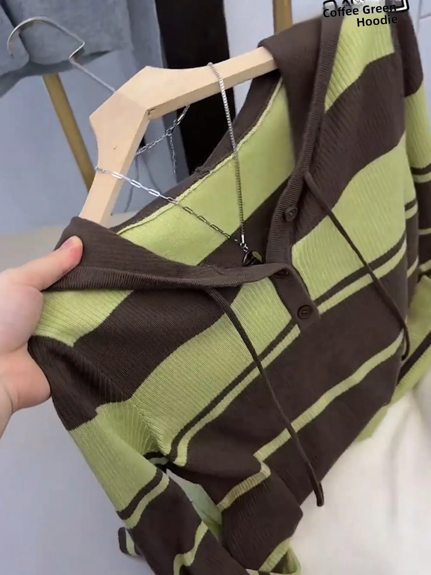 العصرية الأوروبية Sle مقنعين Camere تريكو طويل Sve مخطط اللون Blo تصميم الخريف أعلى لينة مريحة الكورية Loos...