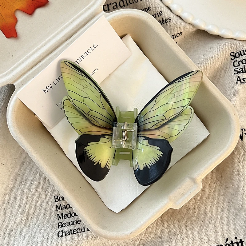 1 шт., красочные 3D коготь для волос в форме бабочки для женщин, летняя фея, зажим в виде сладкой акулы, высококачественные аксессуары для волос, головные уборы