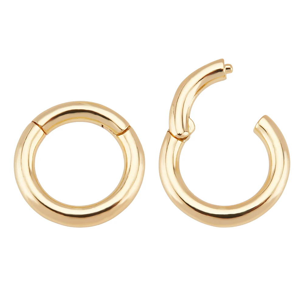 8Pcs Brass Twister Clasps Long-Lasting Plated Ring Real 18K Gold Plated 14x2.5mm Inner Diameter: 9mm