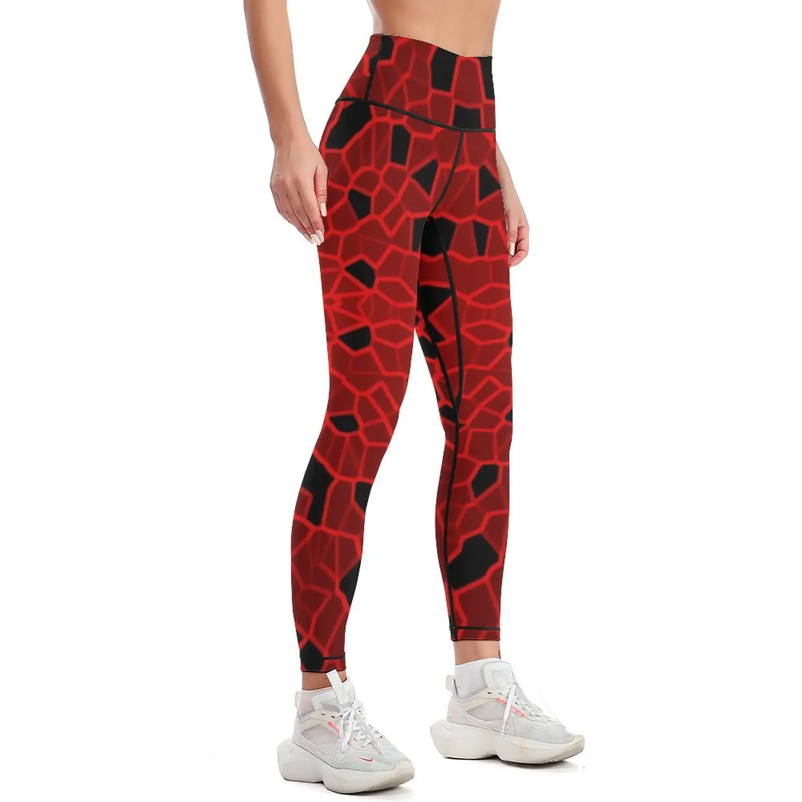 Red Crackle Leggings push up legging Clothing fitness Womens Leggings