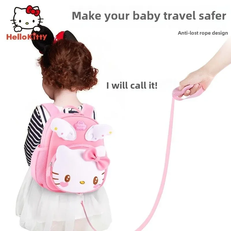 Miniso mochila anti-perda para meninas crianças rosa hello kitty bolsa escolar infantil tamanho mini com designer de luxo kawaii portátil