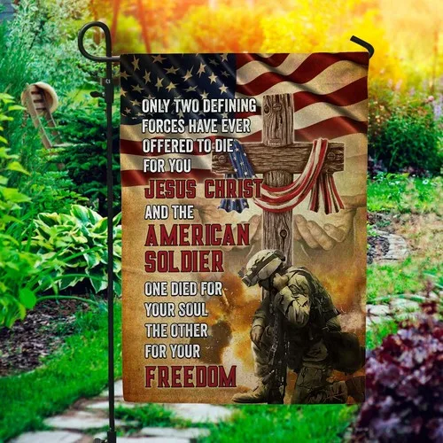 Jesus Christ American Soldier Patriot Decorative American Veterans Graden Flag UUI GGX