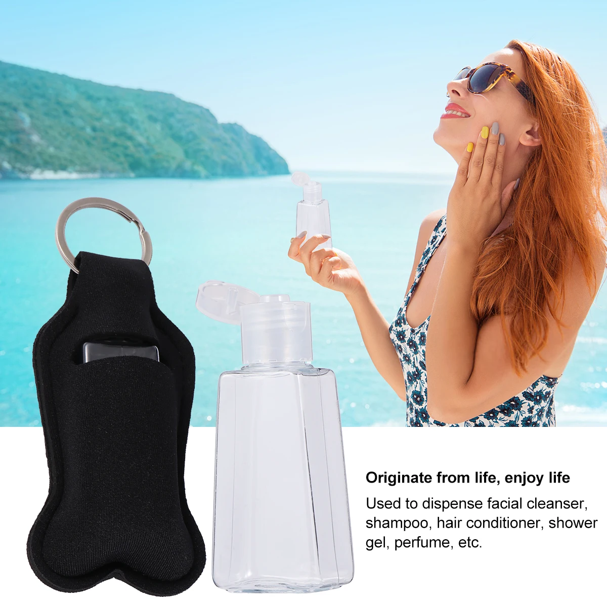 

6Pcs Portable Protective Hand Bottle Cover Refillable Perfume Travel Storage Black Set 3 Bottles 3 Covers Hand Bottle Cover