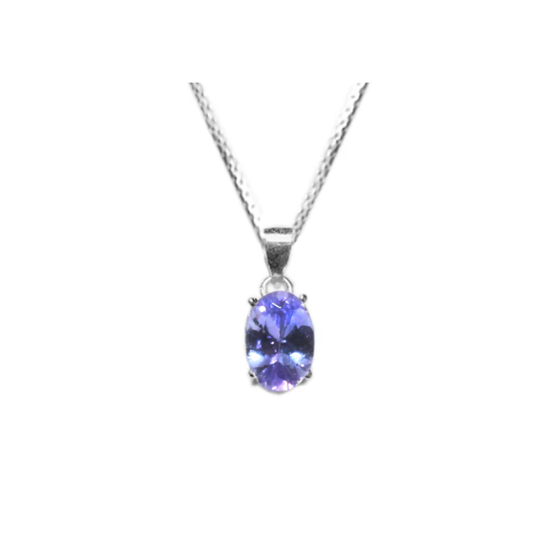 simple 925 silver tanzanite pendant 4mm*6mm and 5mm*7mm 100% natural tanzanite necklace pendant