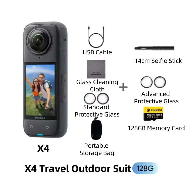 Insta360 x4 sports camera 8K waterproof 4K wide-angle video detachable lens cover 135 minutes battery life AI Editor