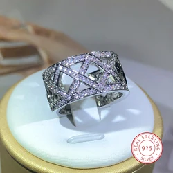 925 Sterling Silver High Quality Zircon Big Ring For Ladies Men's XV Letter Ring Wedding Party Jewelry Gift Wholesale