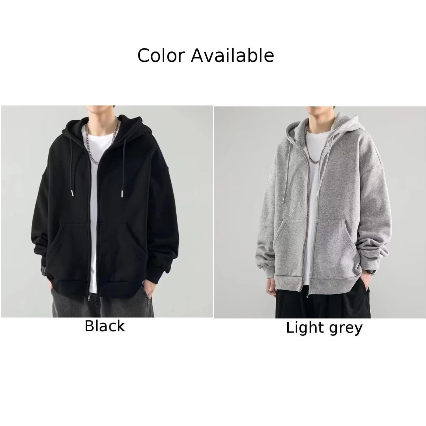 2023 Mens Heavyweight Basic Solid Color Cardigan Sweatshirt Men\'s Tide Loose Large Size Men\'s Hooded Sweatshirt Jacket 5xl